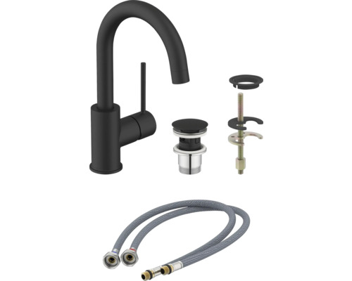 Umyvadlová baterie s odtokovou soupravou a připojovacími hadicemi