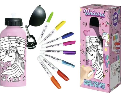 Láhev na pití Unicorn s fixy a obalem