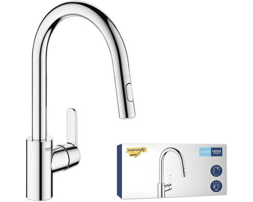 Kuchyňská baterie Grohe s vysokým výtokem a výsuvnou sprchou