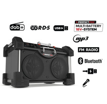Stavební rádio Perfectpro s digitálním rádiem, FM rádiem, USB portem a Bluetooth