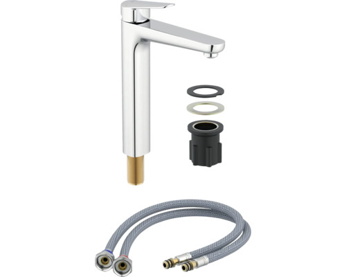Umyvadlová baterie s montážním příslušenstvím a připojovacími hadicemi