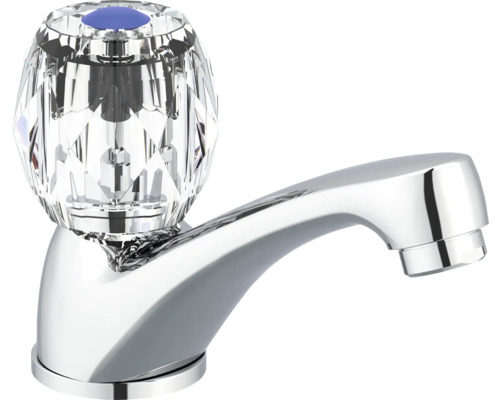 Vodovodní kohoutek s průhlednou křišťálovou rukojetí