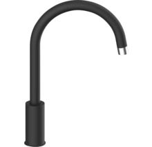 Černá vodovodní baterie se zahnutým výtokem