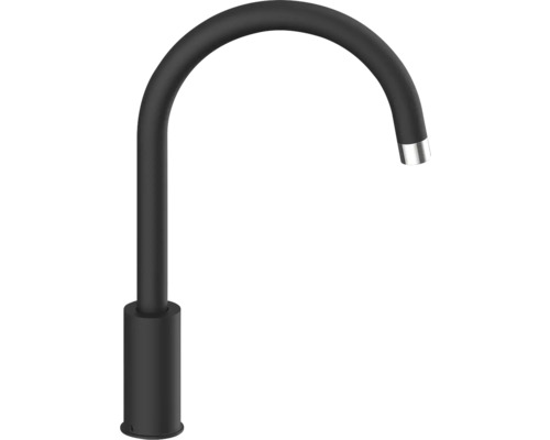 Černá vodovodní baterie se zahnutým výtokem