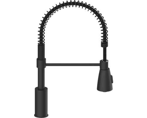 Černá kuchyňská baterie se spirálovou pružinou