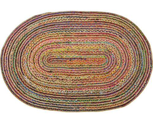 Přírodní koberec Bakero Roberta oval 51 juta 90 x 160 cm Oválný koberec z přírodního vlákna s vícebarevnými akcenty