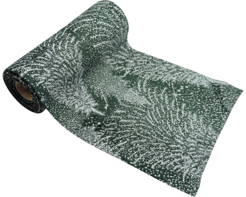 Vánoční stuha dekor strom 14 x 270 cm zelená Role ubrusu s rostlinným vzorem