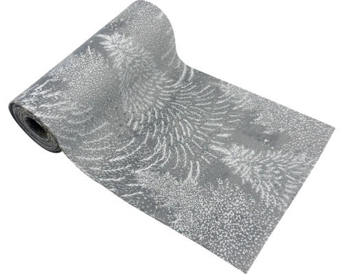 Vánoční stuha dekor strom 14 x 270 cm stříbrná Role ubrusu se vzorem