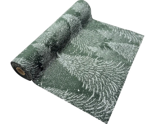 Vánoční stuha dekor strom 28 x 300 cm zelená Role ubrusu s motivem jehličnanů