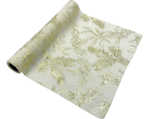Vánoční stuha 28 x 300 cm krémová Role dekorační fólie s vánočním motivem