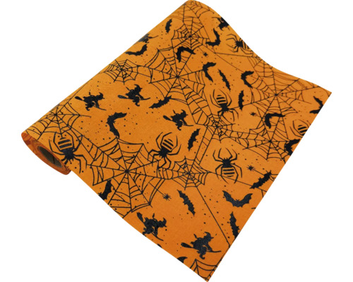 Stuha s motivem Halloween 28 x 300 cm oranžová Role balicího papíru s halloweenskými motivy