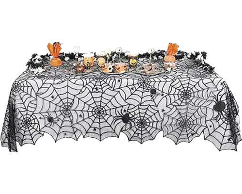 Ubrus s motivem pavouků černý Zdobený stůl s ubrusem s motivem pavučiny na Halloween