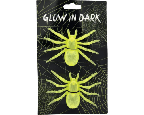 Fosforeskující dekorace pavouci 10 cm 2 ks Balení dvou světélkujících pavouků jako halloweenská dekorace