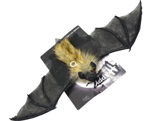 Dekorace netopýr s kožíškem 40 cm černá Dekorativní netopýr na Halloween