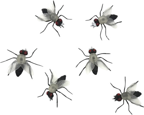 Podzimní dekorace mouchy 5 cm černé 6 ks Mouchy jako ochrana proti škůdcům
