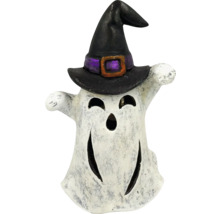 Figurka ducha s čarodějnickým kloboukem jako halloweenská dekorace