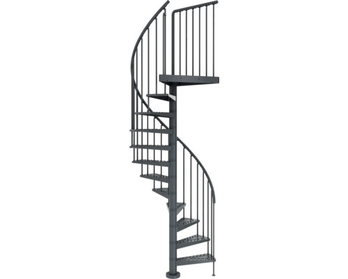 Venkovní schody Sania 125 cm antracit 11 Ocelové točité schodiště se zábradlím