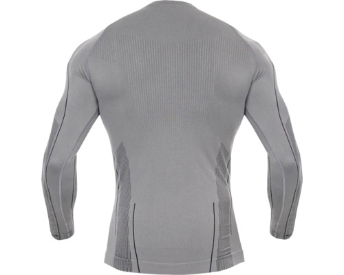 Šedé funkční tričko s dlouhým rukávem pro muže, pohled zezadu.
