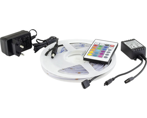 LED pásek FK technics COB RGB 24W 4000 K 3 m set s IR ovladačem a napájecím zdrojem LED pásek sada s ovládáním, napájecím zdrojem a dálkovým ovládáním