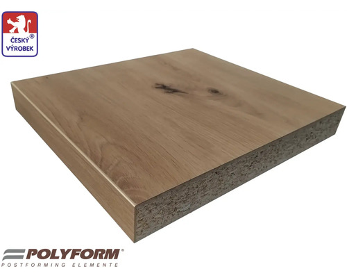Dřevotříska s dřevěným dekorem a logem Polyform