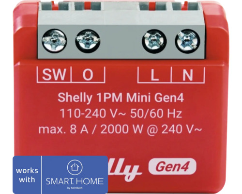 Spínací modul Shelly 1PM Mini Gen4 1kanálový - kompatibilní se SMART HOME by hornbach Shelly 1PM Mini Gen4 měřič výkonu pro inteligentní ovládání