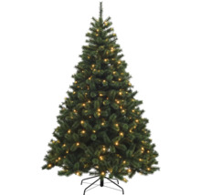 Ozdobený umělý vánoční stromeček se světýlky na stojanu