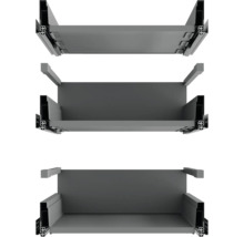 Tři pohledy na kovový zásuvkový prvek