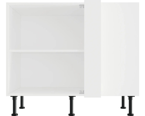 Bílá spodní kuchyňská skříňka s policí a černými nožičkami