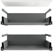 Dvě šedé zásuvky s výsuvnými lištami pro nábytek