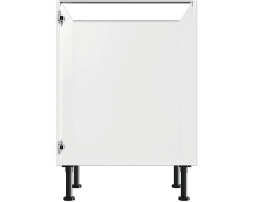 Bílá skříňka pod umyvadlo s černými nožičkami