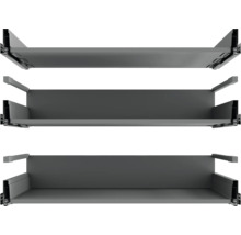 Tři šedé zásuvkové prvky pro nábytek