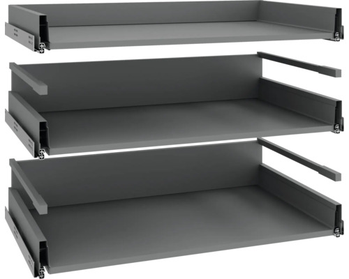 Tři zásuvky s vodicími lištami pro nábytek