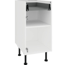 Bílá spodní skříňka s policemi a černými nožičkami