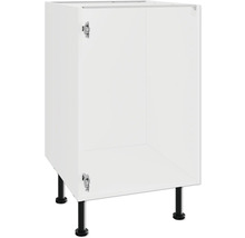 Bílá spodní skříňka bez dvířek a s černými nožičkami