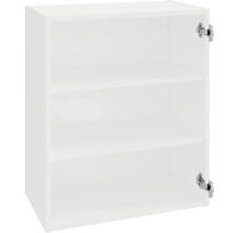 Otevřená bílá závěsná skříňka se třemi policemi