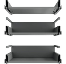 Tři kovové zásuvkové prvky pro ukládání