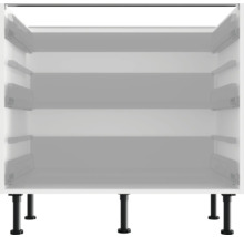 Bílá kuchyňská skříňka s černým soklem