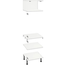 Pohled shora na systém kuchyňských spodních skříněk se zásuvkami a pracovními deskami