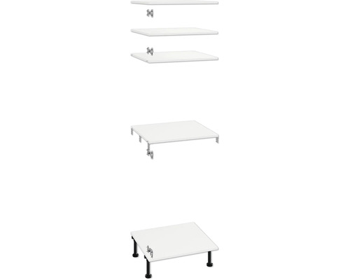 Tři bílá umyvadla do koupelny s různými typy uchycení.