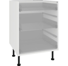 Kuchyňská spodní skříňka se třemi přihrádkami a černými nožičkami