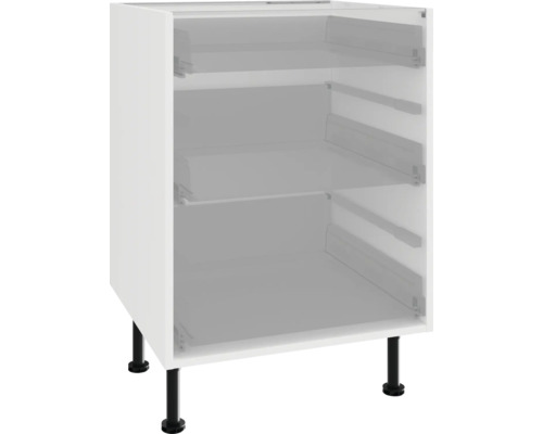 Kuchyňská spodní skříňka se třemi přihrádkami a černými nožičkami