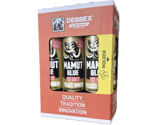 Montážní lepidlo Den Braven Mamut Glue High Tack bílé 290 ml, balení 6 ks Debbex Mamut Glue, montážní lepidlo v balení s vysokou počáteční přilnavostí