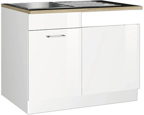 Dřezová jednotka Held Möbel Mailand 110 x 60 x 85 cm bílá vysoce lesklé bílá matný Skříňka pod umyvadlo se dvěma dvířky a umyvadlem