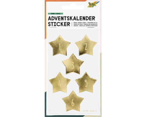 Samolepky adventního kalendáře, hvězdy, zlaté