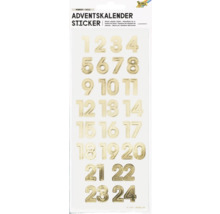 Samolepky adventního kalendáře se zlatými čísly od 1 do 24