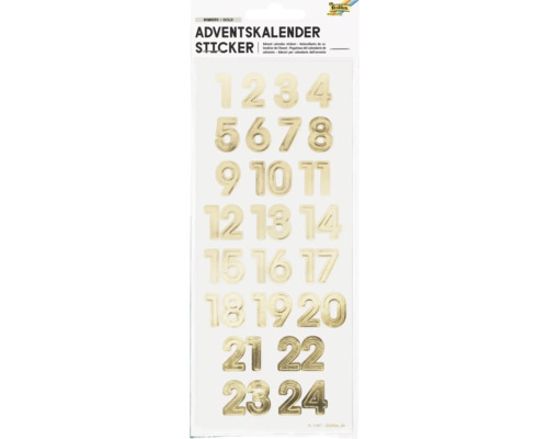 Samolepky adventního kalendáře se zlatými čísly od 1 do 24