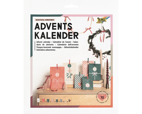 Adventní kalendář "Bowtiful Christmas", papírové sáčky 6 druhů+ příslušenství Adventní kalendář k výrobě se 72 díly