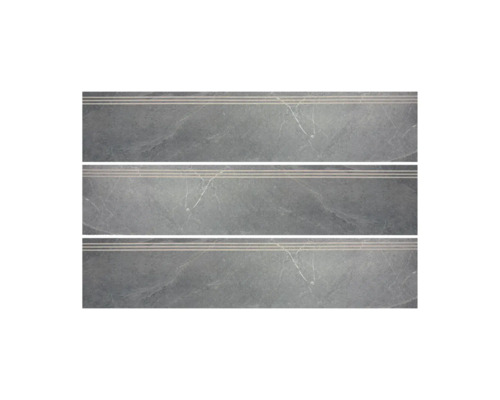 Tři šedé schodišťové dlaždice s mramorovou strukturou