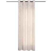 Béžový závěs s oky na záclonové tyči