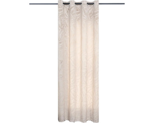 Béžový závěs s oky na záclonové tyči